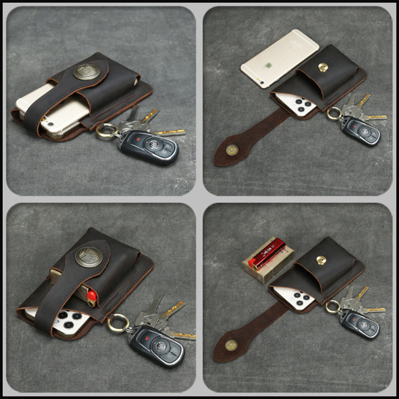 Icone™ BeltPouch: Multifunktionell Läder Vintage Stil Bälte Påse