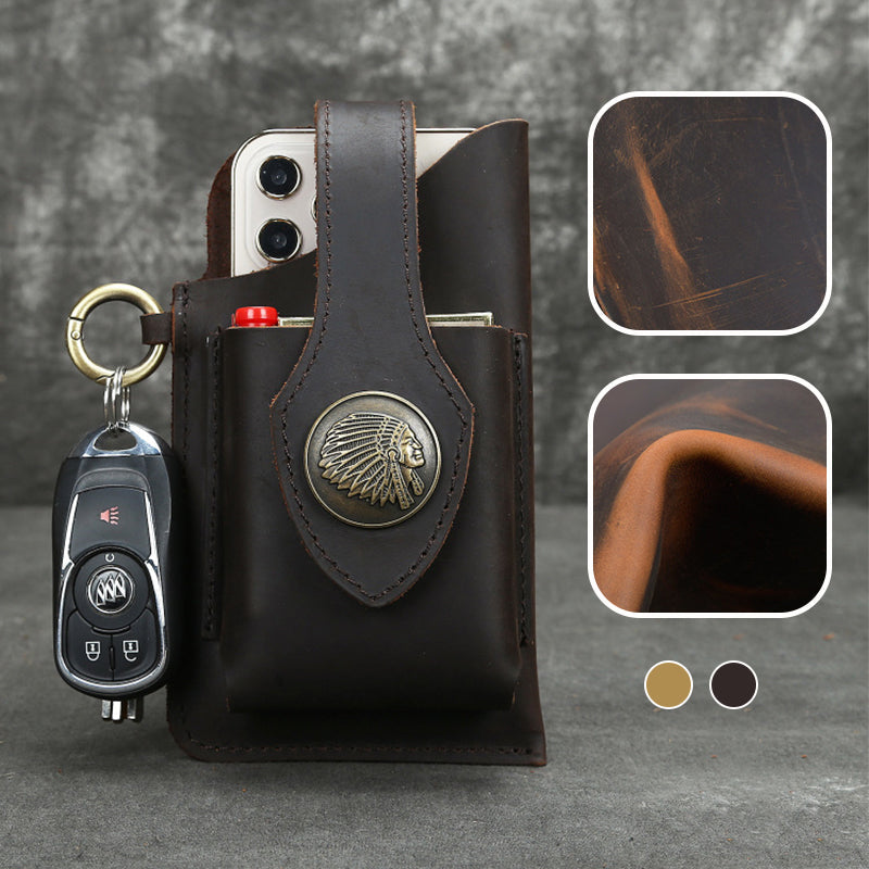 Icone™ BeltPouch: Multifunktionell Läder Vintage Stil Bälte Påse