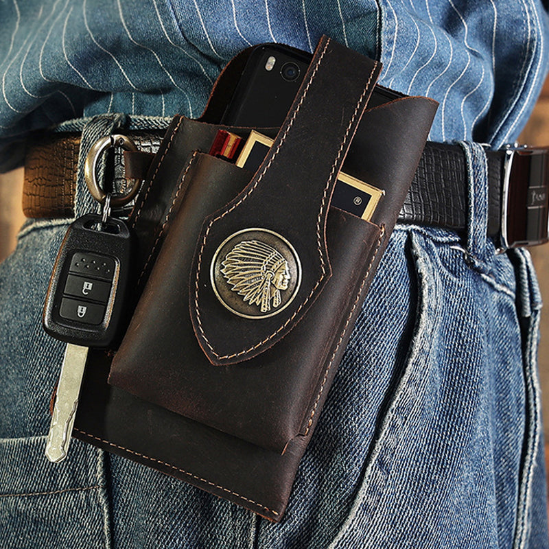 Icone™ BeltPouch: Multifunktionell Läder Vintage Stil Bälte Påse