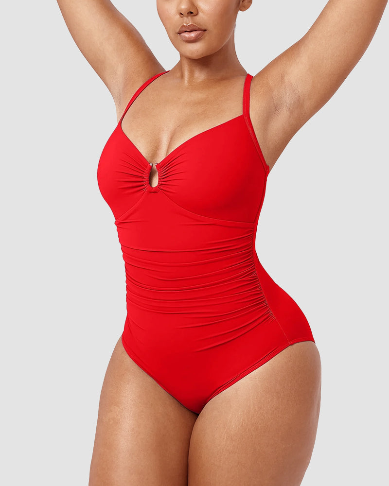 Icone™ ShapingSwimsuit: Elegant Korsade Ryggband Kroppsformande Baddräkt