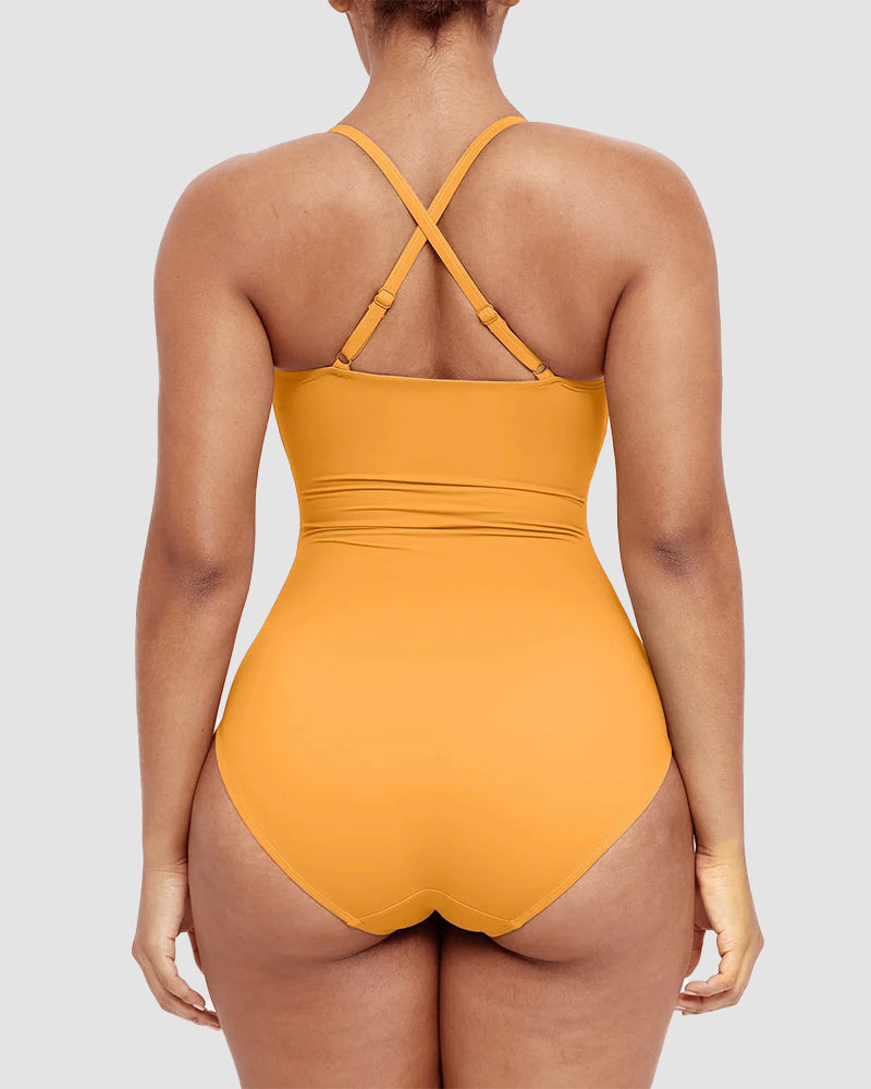Icone™ ShapingSwimsuit: Elegant Korsade Ryggband Kroppsformande Baddräkt