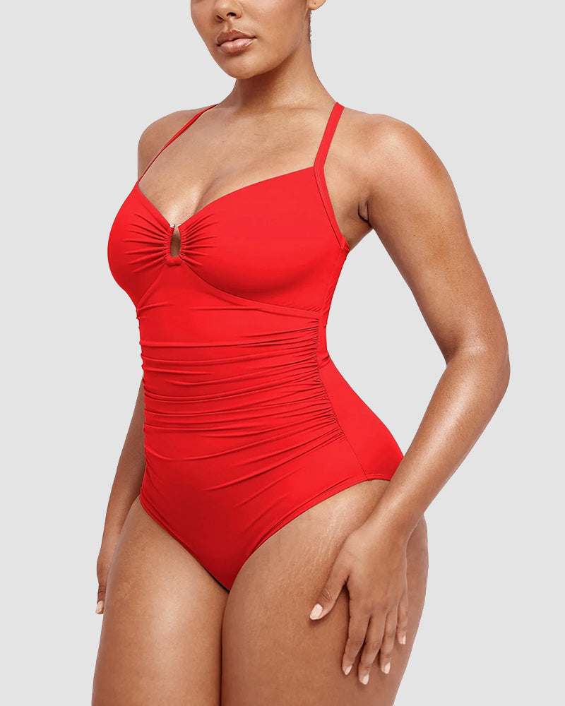 Icone™ ShapingSwimsuit: Elegant Korsade Ryggband Kroppsformande Baddräkt