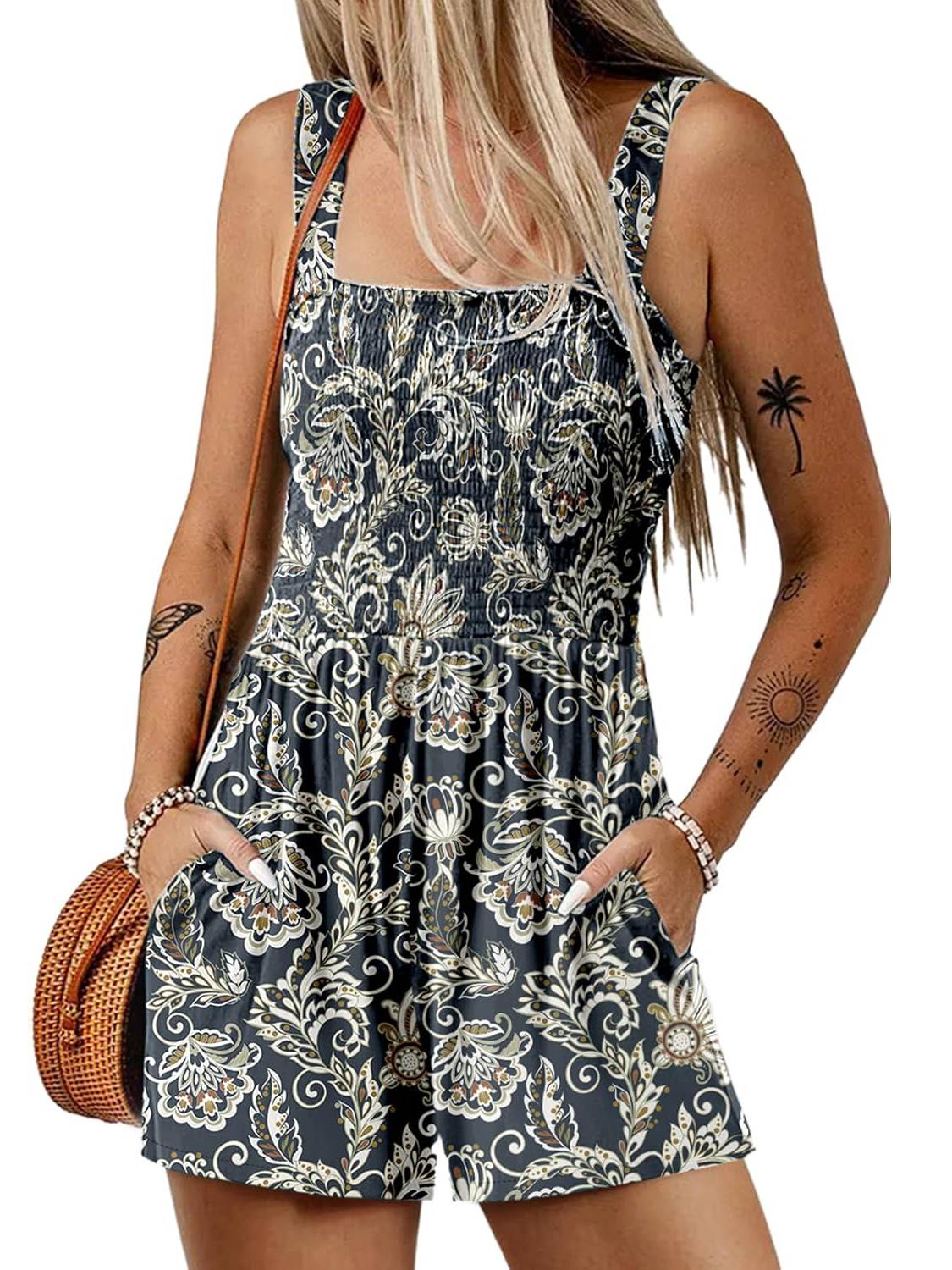 Icone™ SummerRomper: Ärmlös Sommaroverall Med Fyrkantig Halsringning För Dam