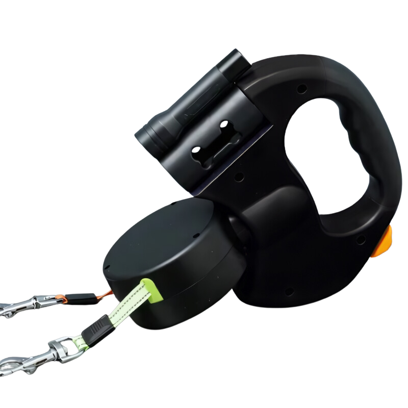 DogFri™ DoubleLeash: LED-Lys Dubbel Huvud Utdragbar Hundkoppel