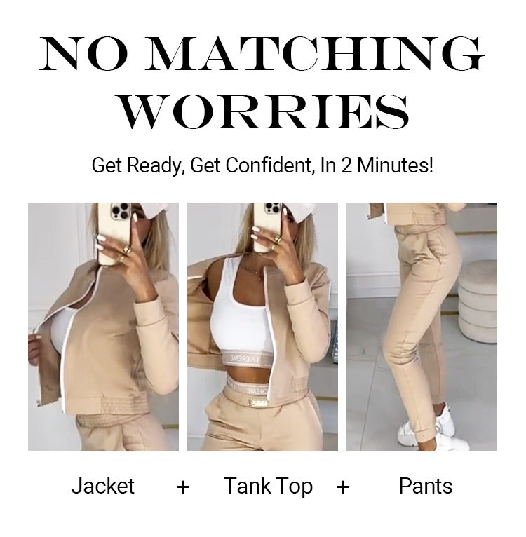 Icone™ OutfitSet: Jacka, Linne Och Byxor – Avslappnat Set För Kvinnor