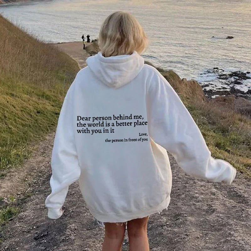 Icone™ DearHoodie: Hoodie Med Fram Och Baksida Tryck Budskap
