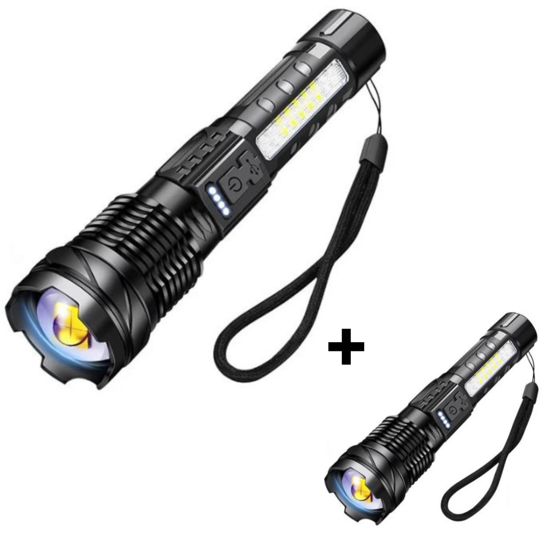 SuperFlashlight 1+1 GRATIS- Multifunktionell Uppladdningsbar Ficklampa