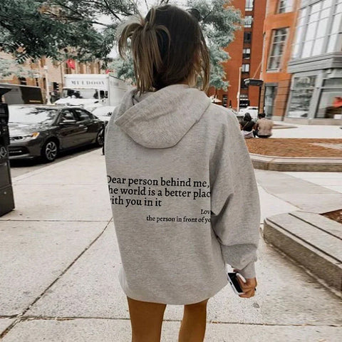 Icone™ DearHoodie: Hoodie Med Fram Och Baksida Tryck Budskap
