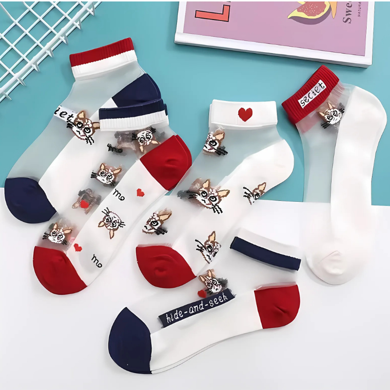 Happy™ MeshSocks: Andningsbar Bekväm Rolig Design Mesh Ankelsockor