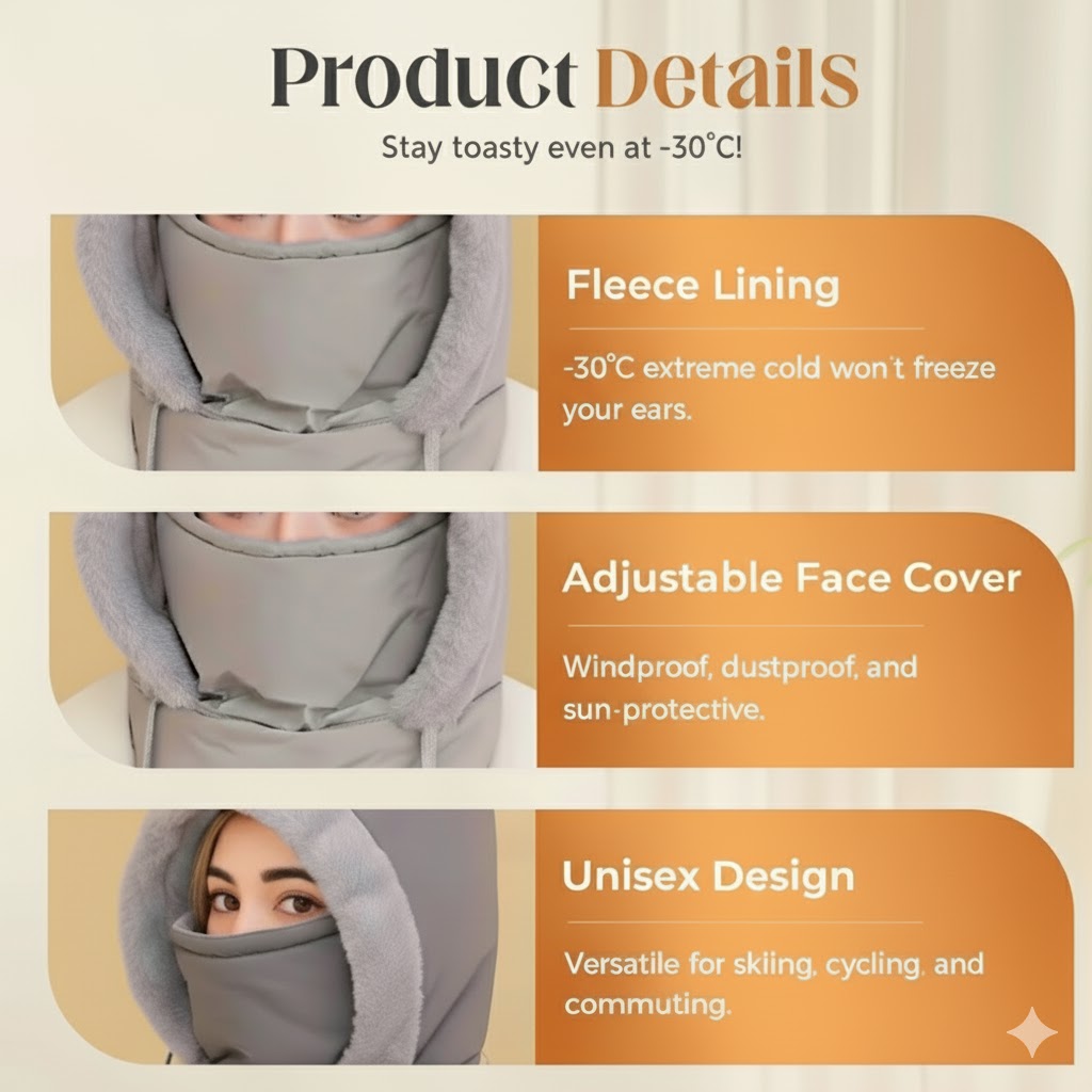 Icone™ WinterCover 1+1 GRATIS: Justerbar Varm Vindtät Vinter Ansikts Omslag Mössa