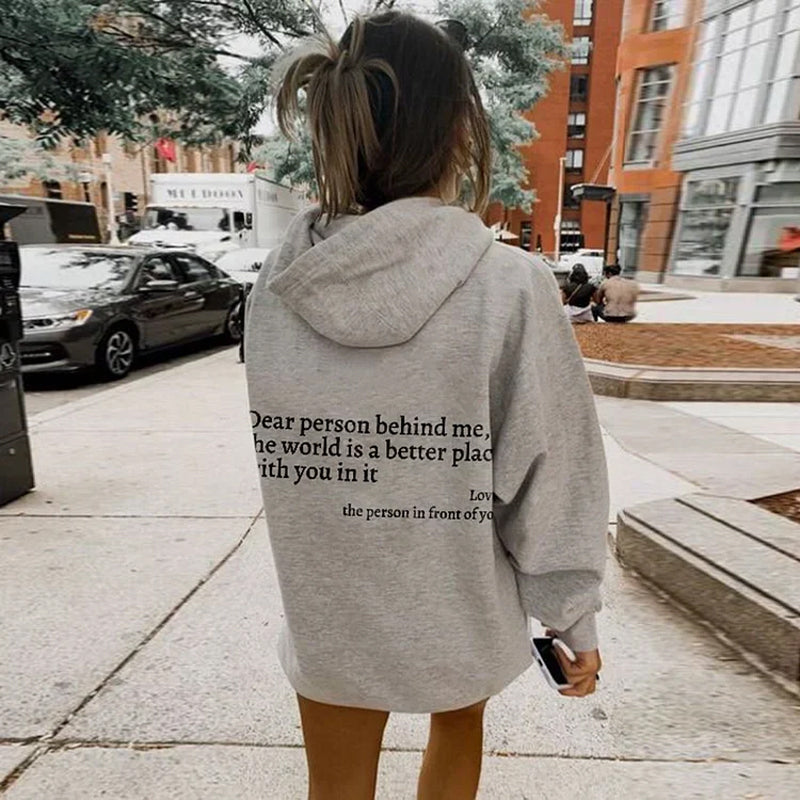 Icone™ DearHoodie: Hoodie Med Fram Och Baksida Tryck Budskap