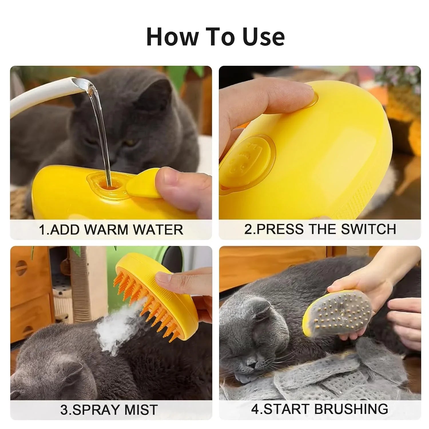 DogCatFri™ SteamBrush: Ånga Husdjur Grooming Borste