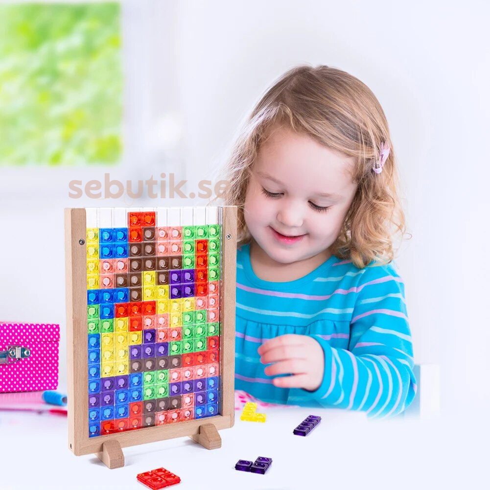 Kletshuts™ BrainyBlocks - 3D Tangram Träpussel & Pedagogisk Brädspel