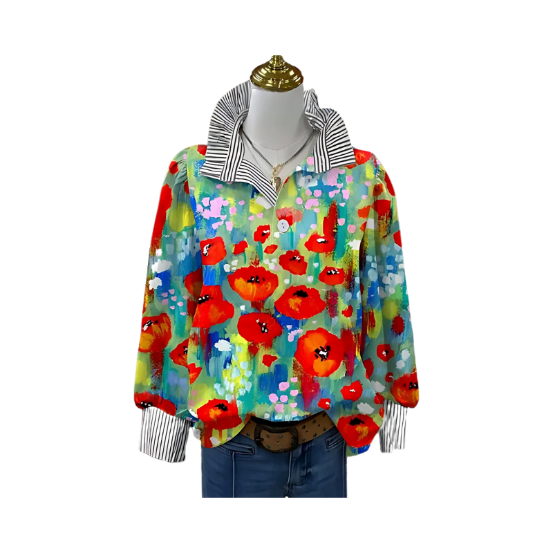 Icone™ FormalBlouse: Stilfull Långärmad Unik Tryckt Formell Blus