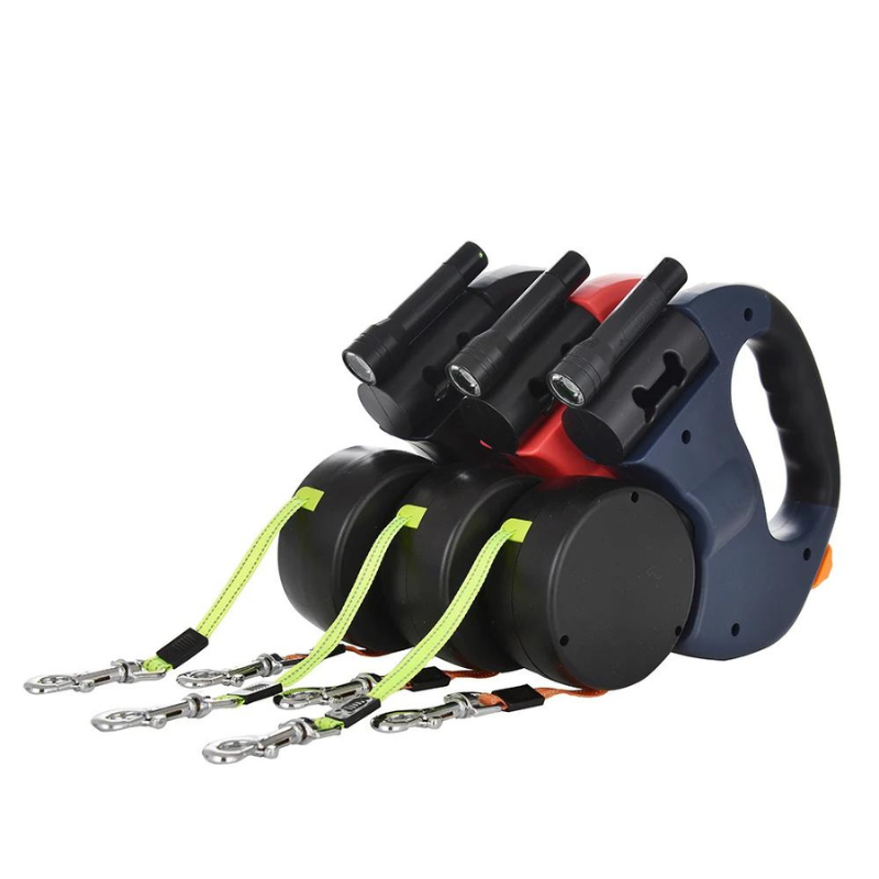 DogFri™ DoubleLeash: LED-Lys Dubbel Huvud Utdragbar Hundkoppel