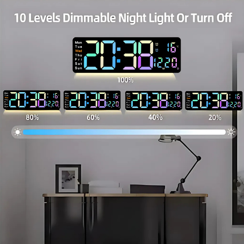 Globetrek° DigitalClock: Stor LED Skärm Display Digital Klocka