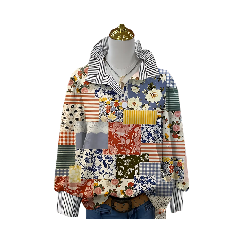 Icone™ FormalBlouse: Stilfull Långärmad Unik Tryckt Formell Blus