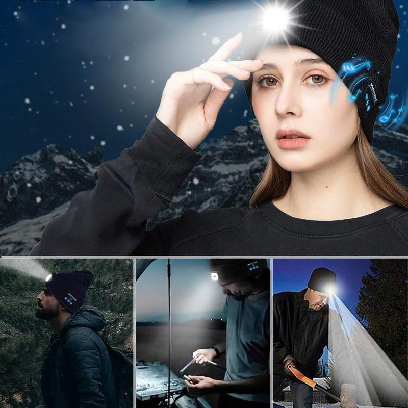 Icone™ MultiBeanie: Multifunktionell LED-Ljus Och Bluetooth Varm Mössa