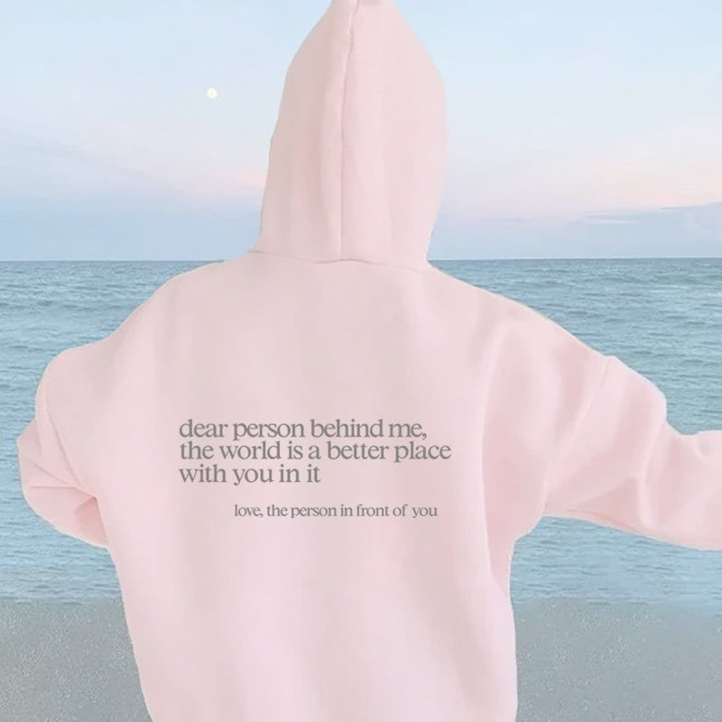 Icone™ DearHoodie: Hoodie Med Fram Och Baksida Tryck Budskap