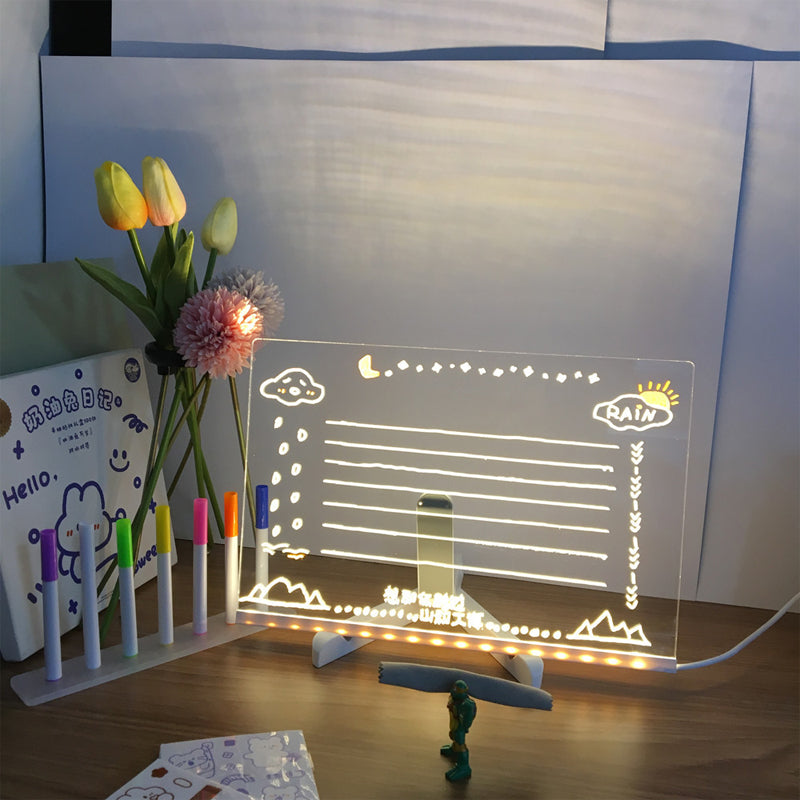 Kletshuts™ NoteBoard: LED-Lampa Akryl Antecknings- Och Ritbräda