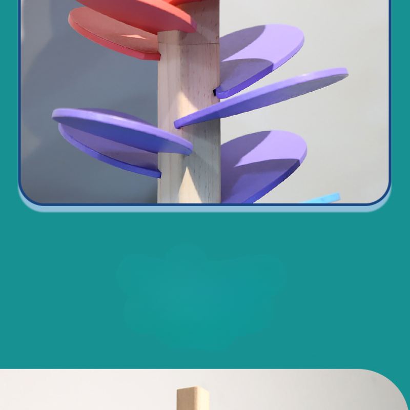 Kletshuts™ MarbleTower: Interaktiv Regnbåge Marmor Trä Torn Barn Leksak