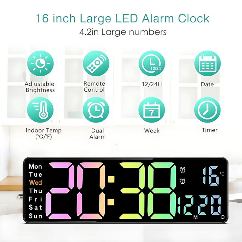 Globetrek° DigitalClock: Stor LED Skärm Display Digital Klocka