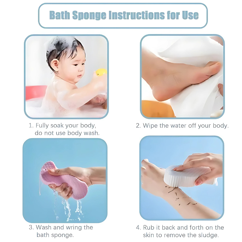 ExfoliatingSponge 1+1 GRATIS - Mjuk Kropps Exfolierande Svamp Dusch Scrubber