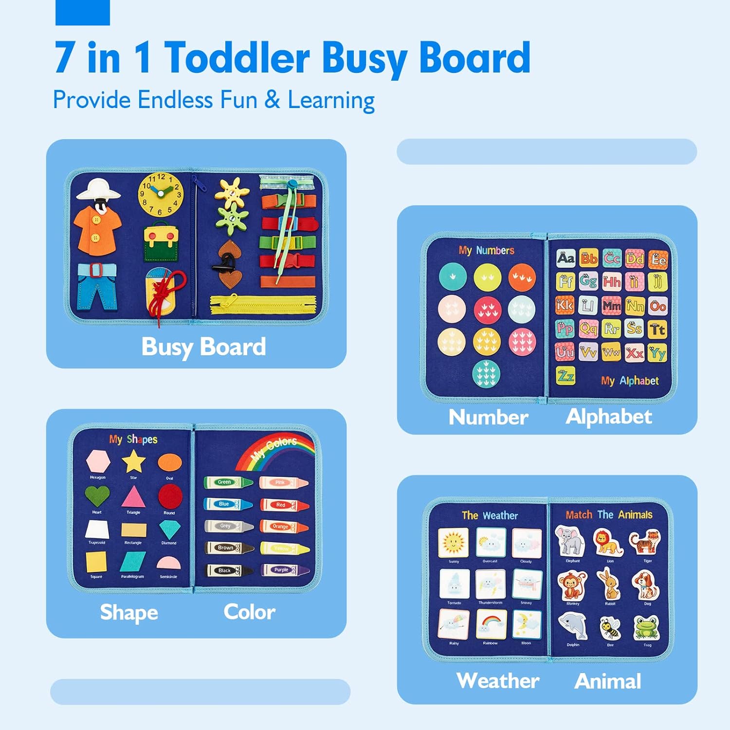 Kletshuts™ BusyBoard: Sensoriska Finmotorik Färdigheter Montessori Pedagogisk Busy Board