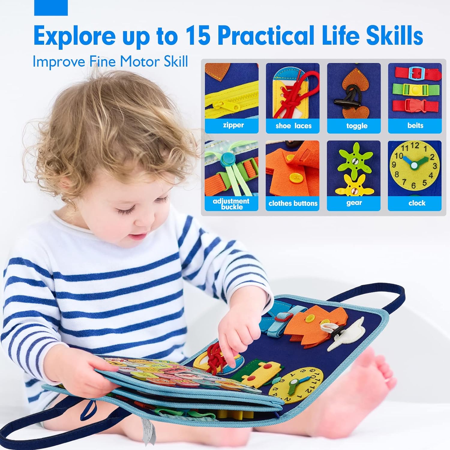 Kletshuts™ BusyBoard: Sensoriska Finmotorik Färdigheter Montessori Pedagogisk Busy Board