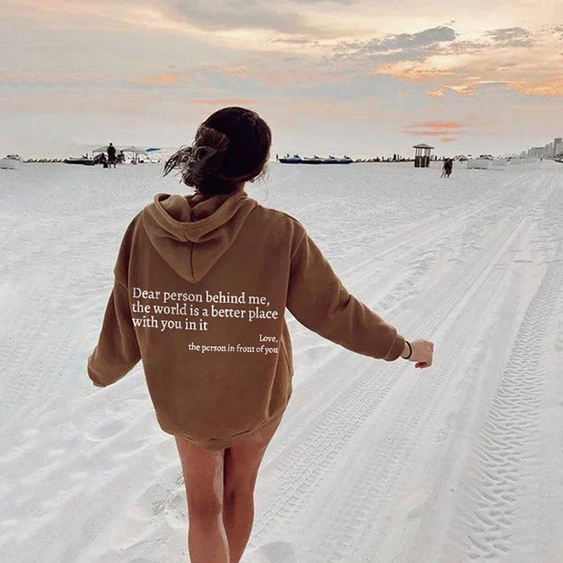 Icone™ DearHoodie: Hoodie Med Fram Och Baksida Tryck Budskap