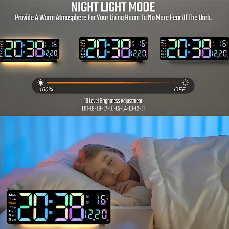 Globetrek° DigitalClock: Stor LED Skärm Display Digital Klocka