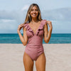 Icone™ ElegantSwimsuit: Elegant Plisserad Design Med V-Ringning Magkontroll Baddräkt