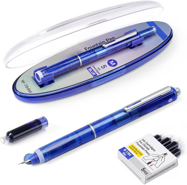 FountainPen - Utdragbar Och Påfyllningsbar Reservoarpenna Med Bläckpatroner