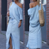 Icone™ FashionSet: Stilfull Off-Shoulder Topp Och Denimkjol