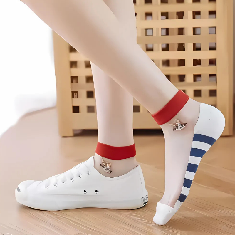 Happy™ MeshSocks: Andningsbar Bekväm Rolig Design Mesh Ankelsockor