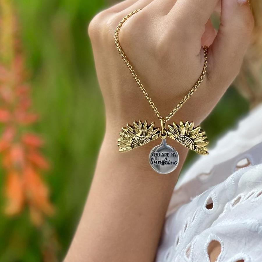 Jewelance™ SunflowerNecklace: "Du Är Min Solsken" Solros Charm Halsband