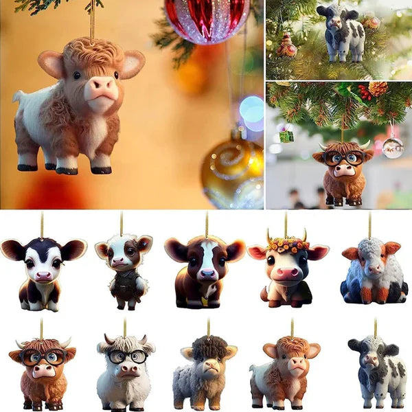 CowDecor - Tecknad Ko Jul Träd Dekoration