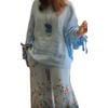 Icone™ LooseSe: Löst Långärmad Blus Och Blommiga Byxor För Kvinnor