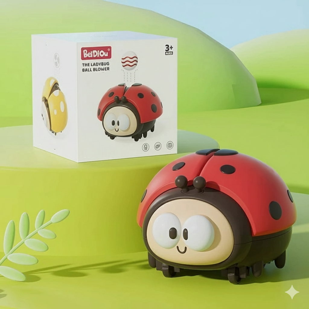 Kletshuts™ LadybugToy: Söt Färgglad Nyckelpiga Boll Blåsare Barn Leksak