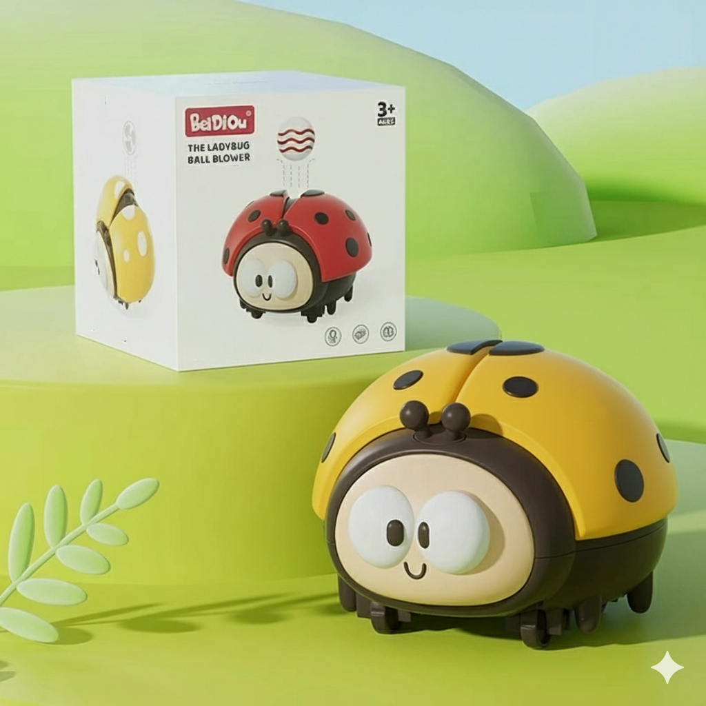 Kletshuts™ LadybugToy: Söt Färgglad Nyckelpiga Boll Blåsare Barn Leksak