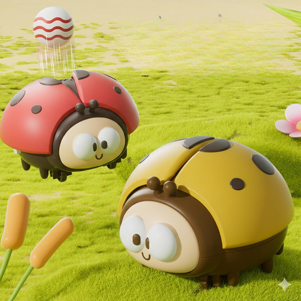 Kletshuts™ LadybugToy: Söt Färgglad Nyckelpiga Boll Blåsare Barn Leksak