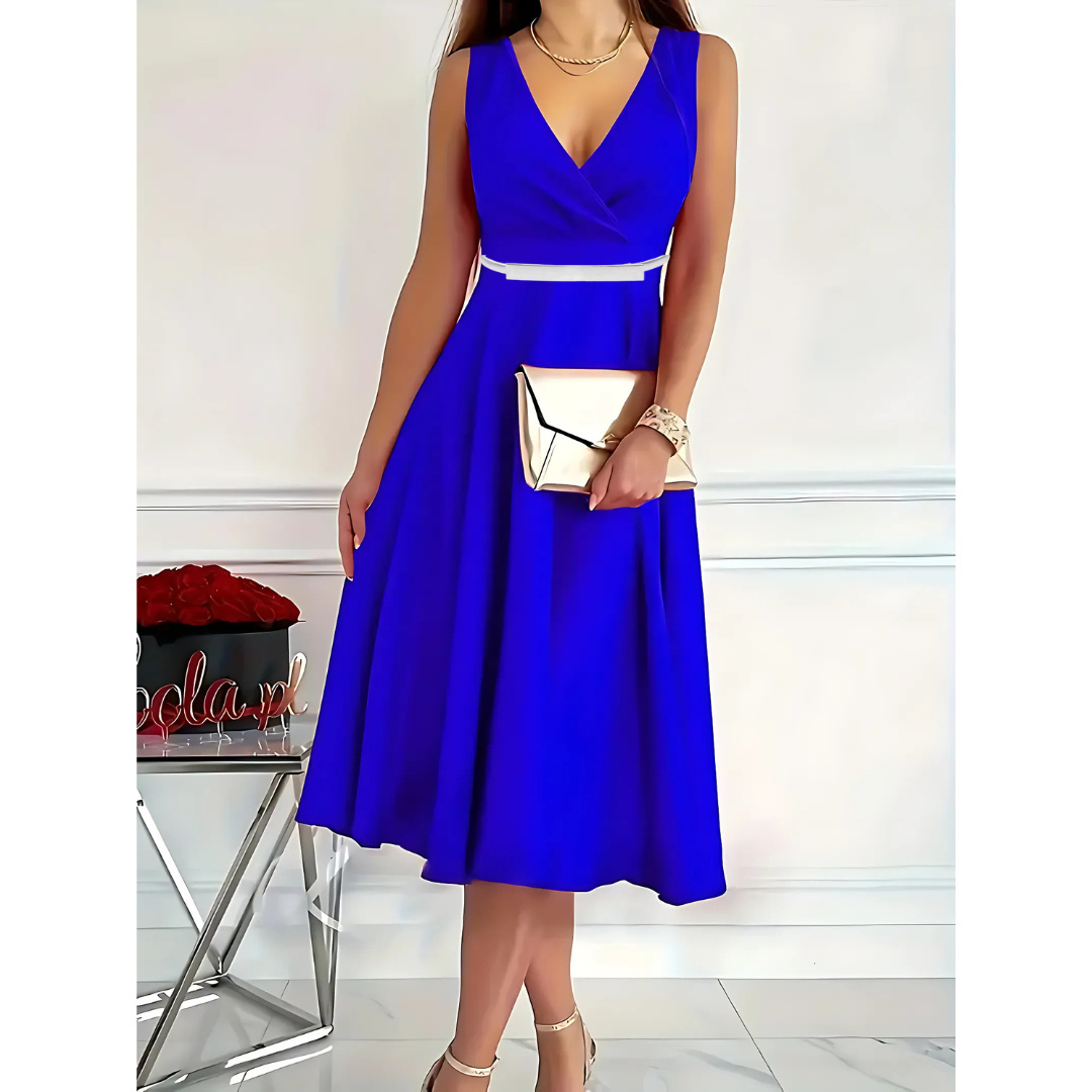 Icone™ ElegantDress: V-ringad Kvinnor Elegant Klänning Med Bälte