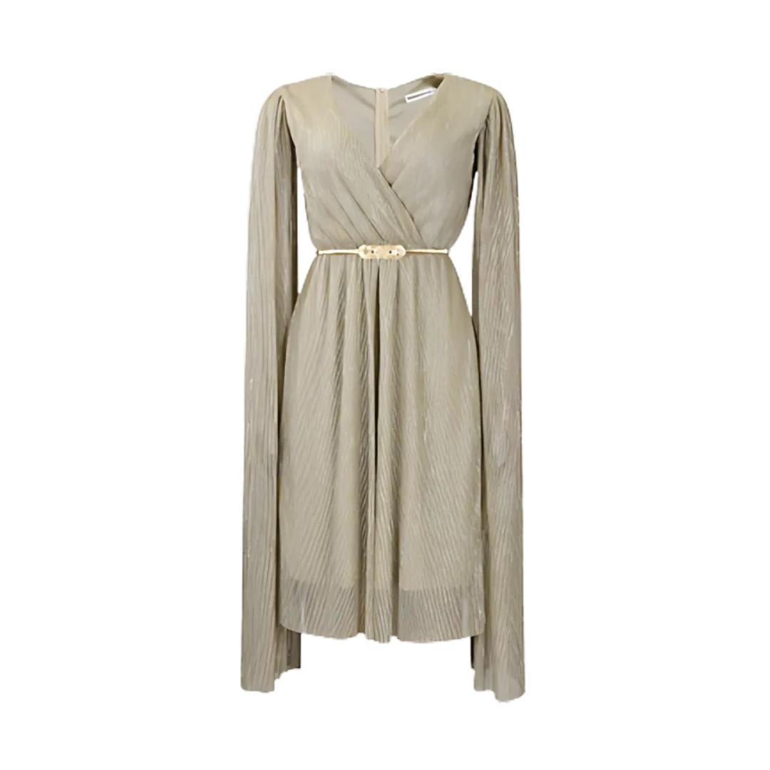 Icone™ ElegantDress: V-ringad Kvinnor Elegant Klänning Med Bälte