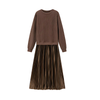 Icone™ PleatedDress: Långärmad Topp Med Elegant Plisserad Nederkant Klänning