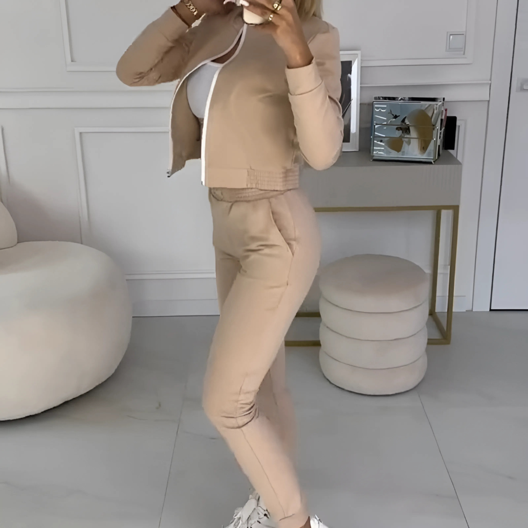 Icone™ OutfitSet: Jacka, Linne Och Byxor – Avslappnat Set För Kvinnor