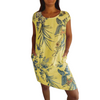 Icone™ CasualDress: Naturtryck Rundhalsad Tillfällig Klänning