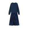 Icone™ PleatedDress: Långärmad Topp Med Elegant Plisserad Nederkant Klänning