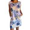 Icone™ CasualDress: Naturtryck Rundhalsad Tillfällig Klänning