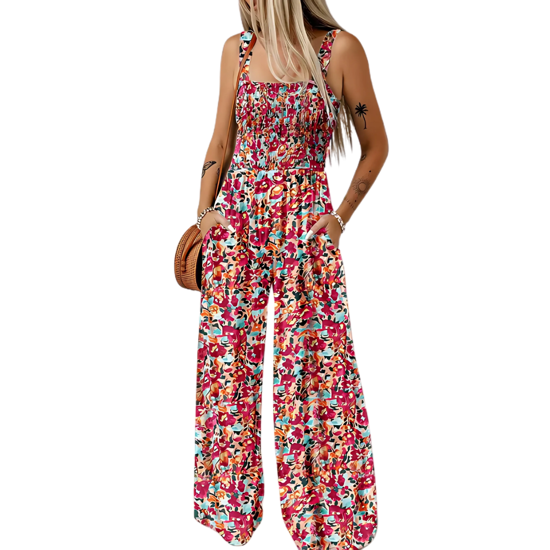 Icone™ PrintedJumpsuit: Fullständig Längd Bekväm Casual Lös Tryckt Jumpsuit