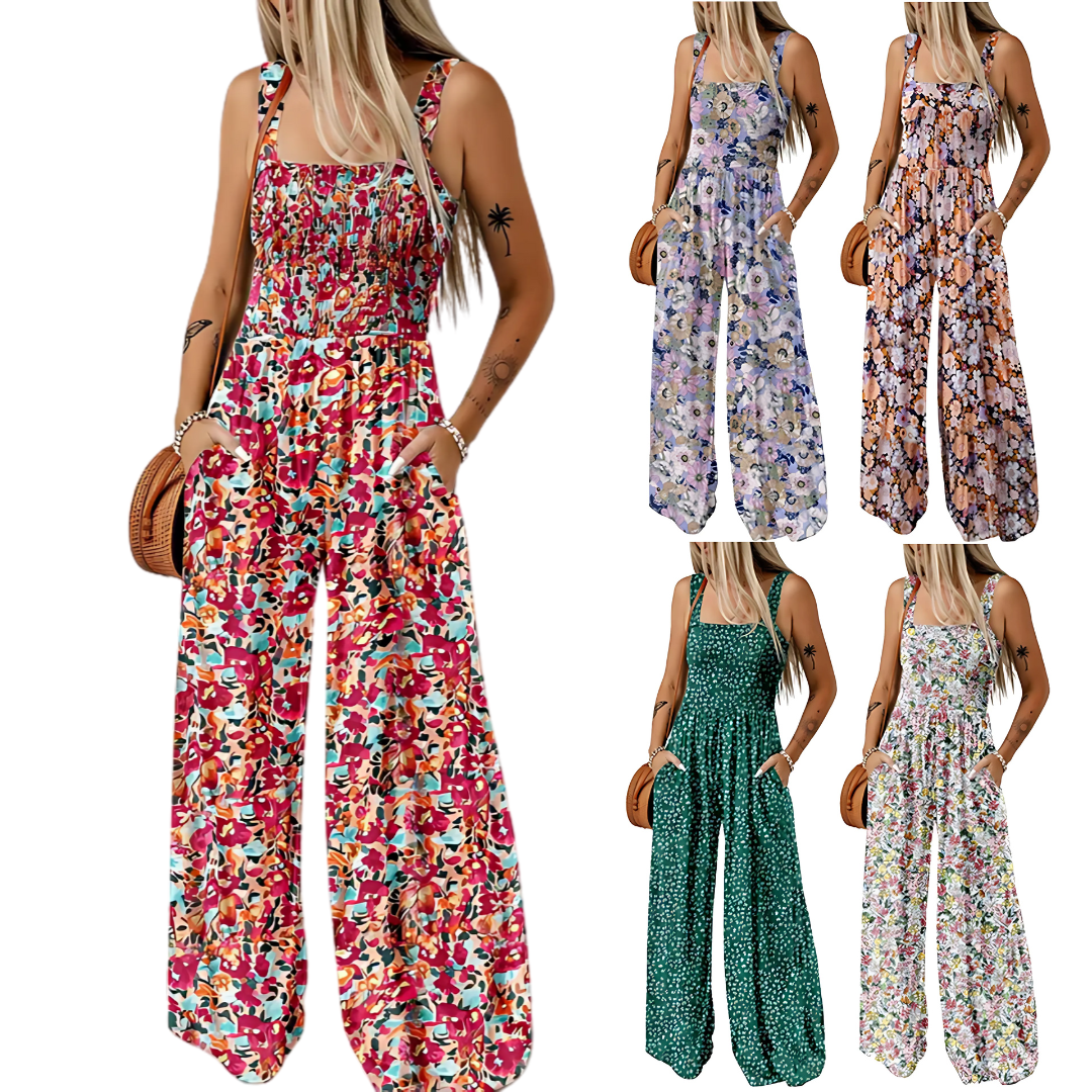 Icone™ PrintedJumpsuit: Fullständig Längd Bekväm Casual Lös Tryckt Jumpsuit